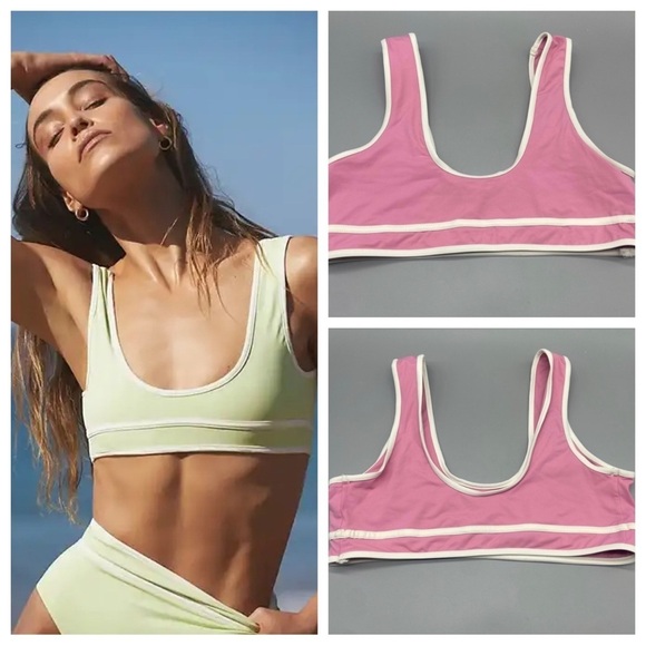 NEW! Stone fox swim x free people dahlia bikini top pink nwt 1794 - Picture 1 of 11